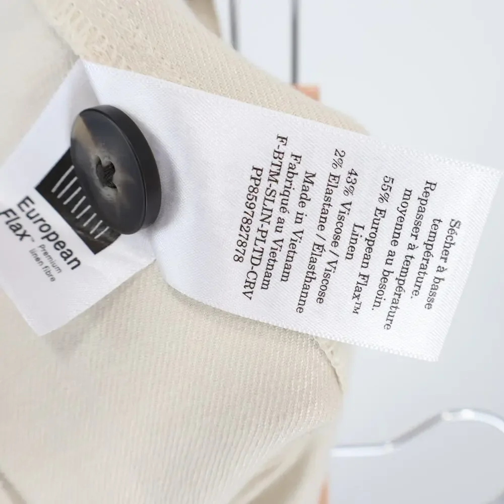 NWT Everlane The Everywhere Pant In Stretch Linen High-Rise Birch Tan Size 14